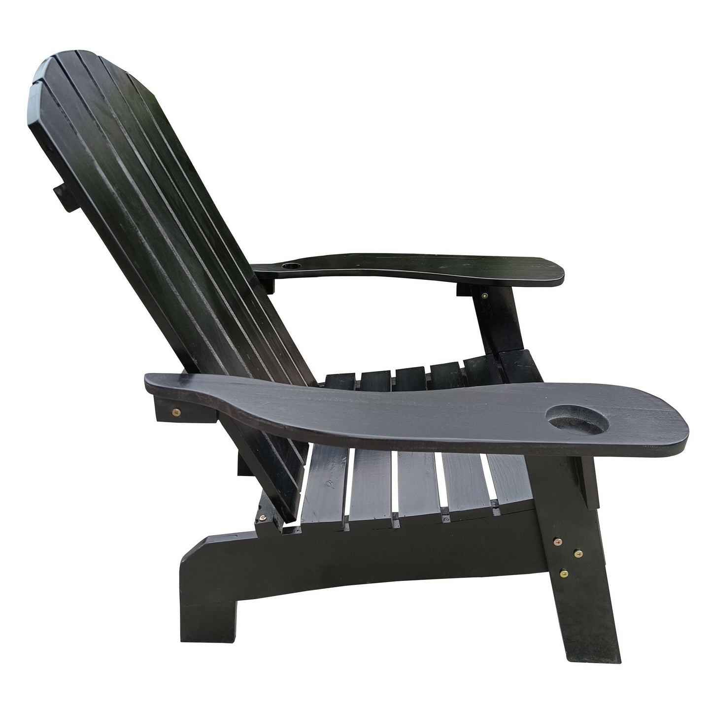 Outdoor or indoor Wood Adirondack chair with an hole to hold umbrella on the arm - Renee Lane Company