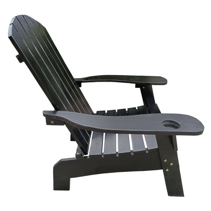 Outdoor or indoor Wood Adirondack chair with an hole to hold umbrella on the arm - Renee Lane Company