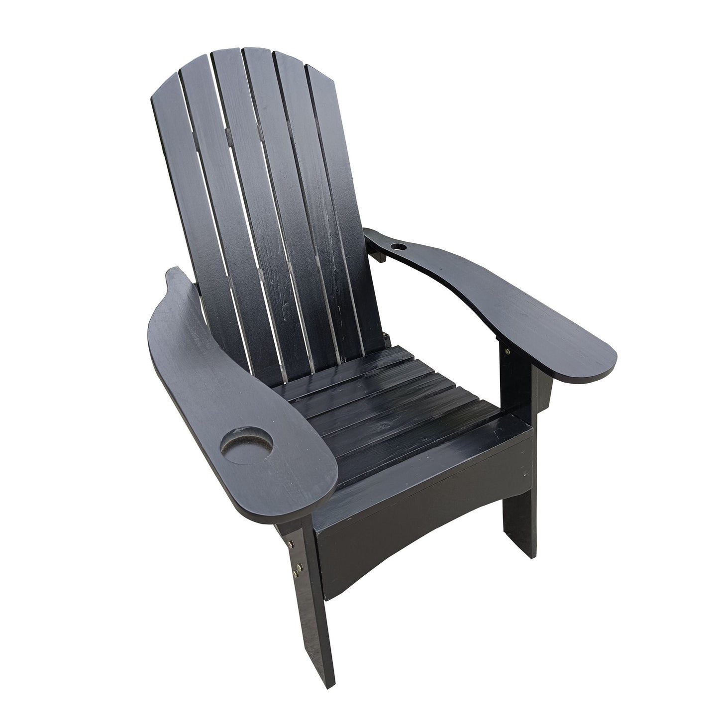 Outdoor or indoor Wood Adirondack chair with an hole to hold umbrella on the arm - Renee Lane Company