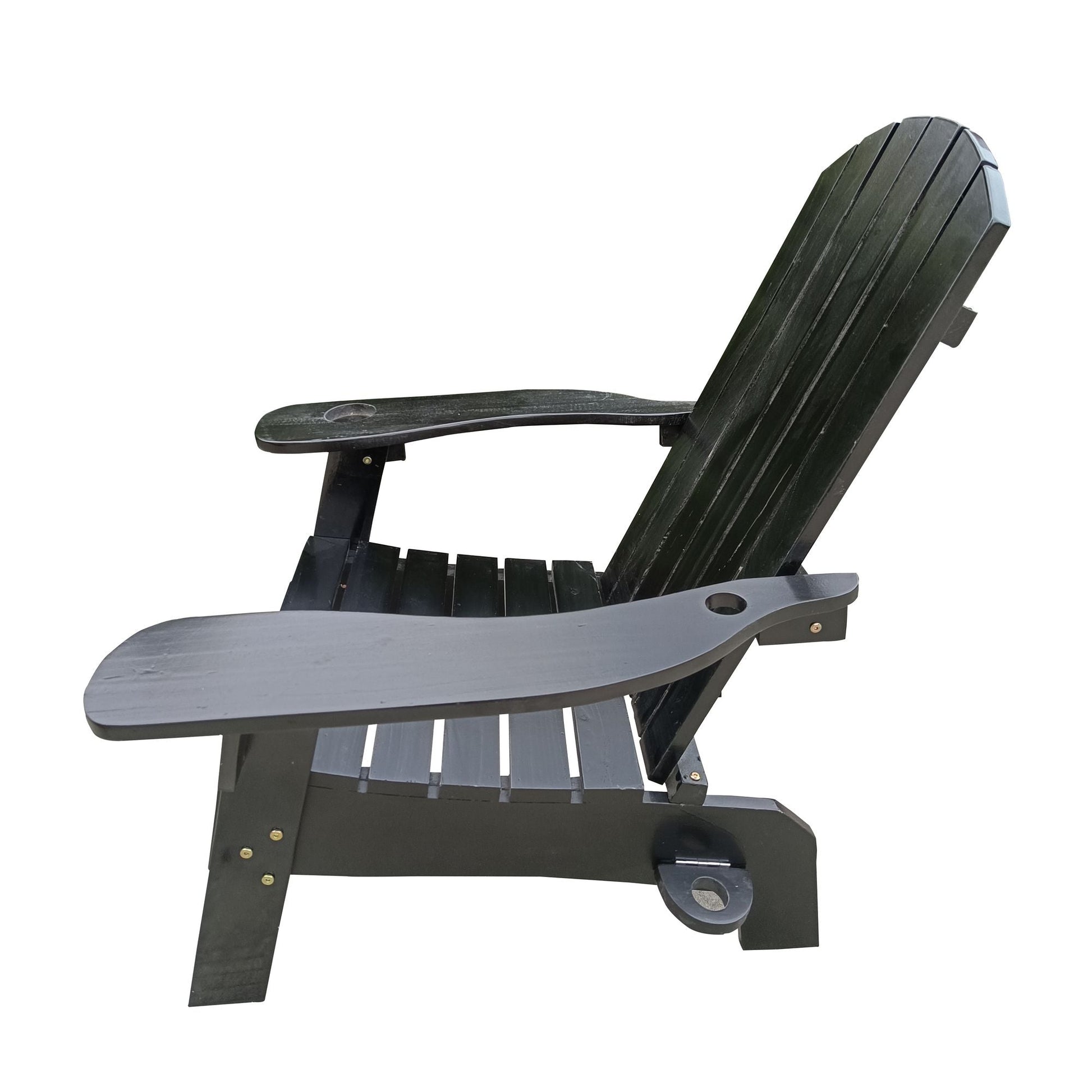 Outdoor or indoor Wood Adirondack chair with an hole to hold umbrella on the arm - Renee Lane Company