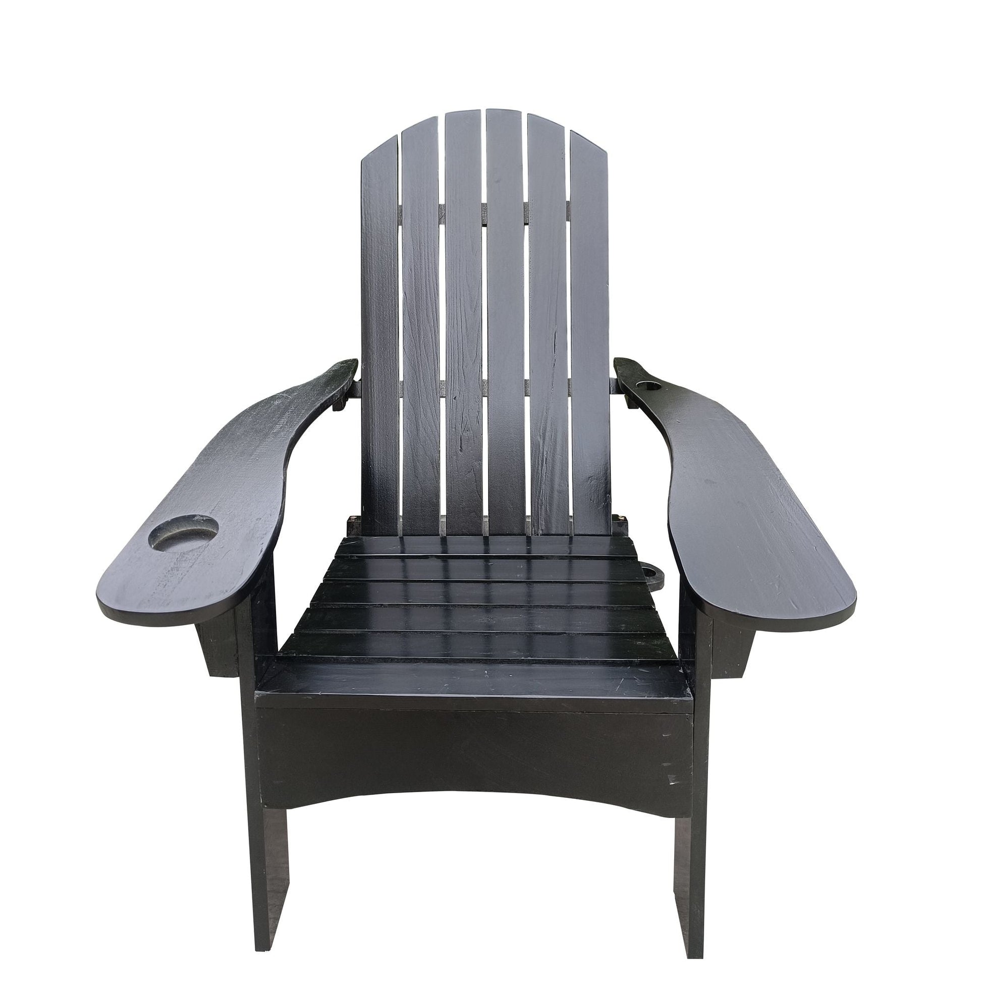 Outdoor or indoor Wood Adirondack chair with an hole to hold umbrella on the arm - Renee Lane Company