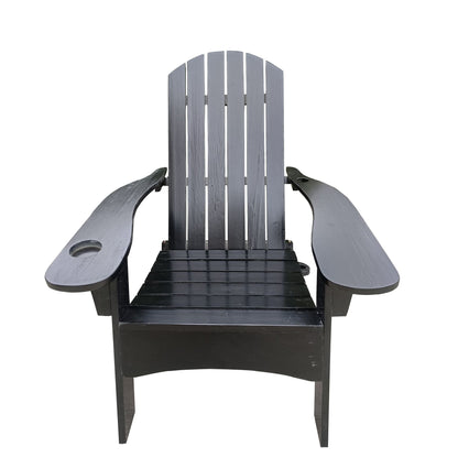 Outdoor or indoor Wood Adirondack chair with an hole to hold umbrella on the arm - Renee Lane Company