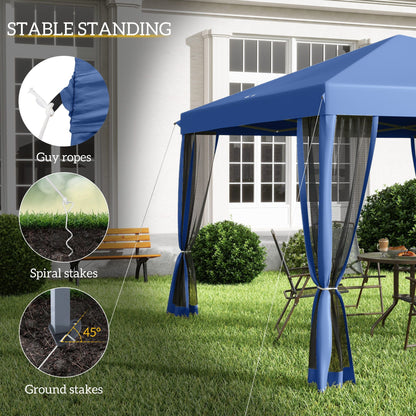 Outsunny 10' x 10' Pop Up Canopy Tent with Netting, Instant Gazebo, Screen House Room with Carry Bag, Height Adjustable, for Outdoor, Garden, Patio, Camping, Blue - Renee Lane Company