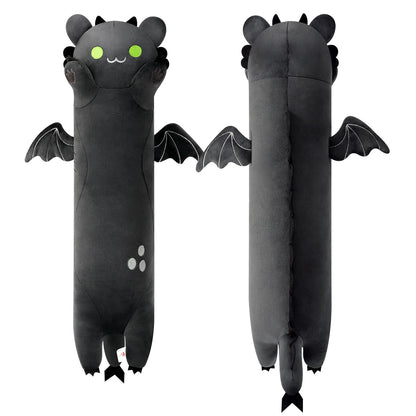 PEACH CAT Long Dragon Cat Plush Pillow Cute Dragon Cat Stuffed Animal for Boys and Girls Black 19.6" - Renee Lane Company