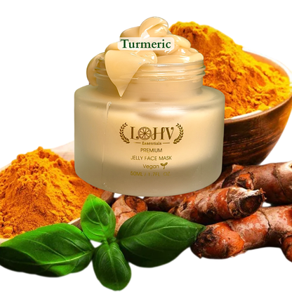 PREMIUM 100% VEGAN Rejuvenating JELLY FACE MASK With Retinol + Turmeric + Aloe Vera + Lactic acid + Rosemary Leaf - Renee Lane Company