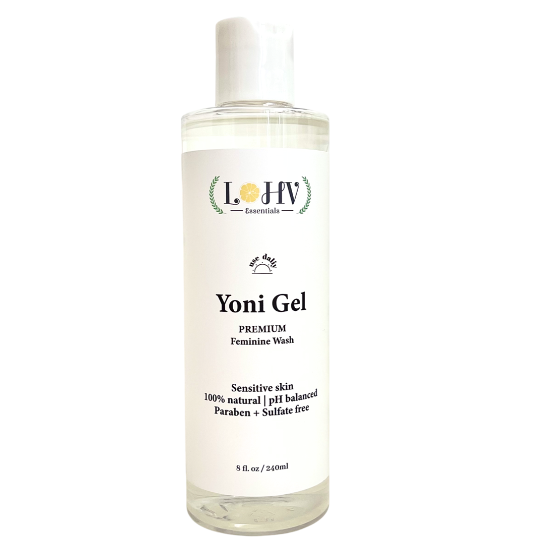 PREMIUM Herbal LOHV YONI GEL pH Balancing Intimate Wash: Eliminate Odor, Cleanse Vulva, Maintain a Healthy pH Balance with Palm Kernel Oil + Rose Oil + Aloe Vera Leaf - Renee Lane Company