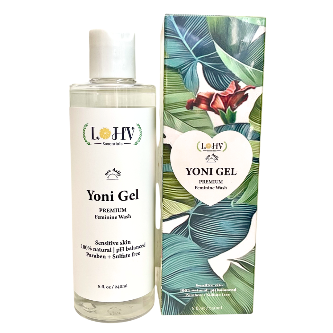 PREMIUM Herbal LOHV YONI GEL pH Balancing Intimate Wash: Eliminate Odor, Cleanse Vulva, Maintain a Healthy pH Balance with Palm Kernel Oil + Rose Oil + Aloe Vera Leaf - Renee Lane Company