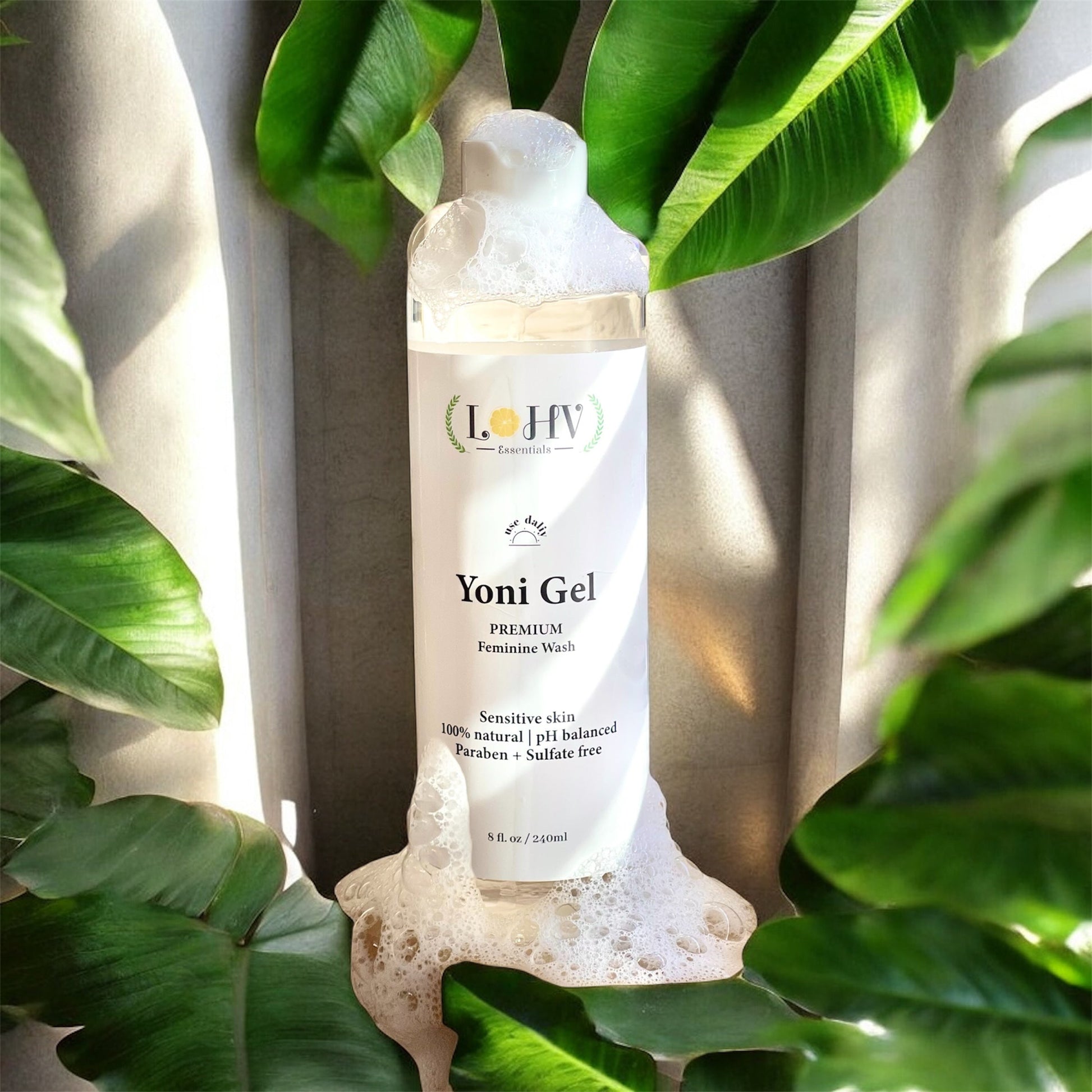 PREMIUM Herbal LOHV YONI GEL pH Balancing Intimate Wash: Eliminate Odor, Cleanse Vulva, Maintain a Healthy pH Balance with Palm Kernel Oil + Rose Oil + Aloe Vera Leaf - Renee Lane Company