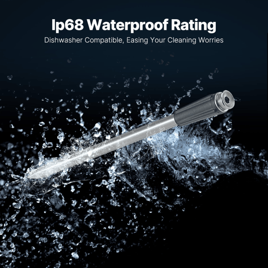 PSJX369 BBQ Meat Thermometer-SUS304 Stainless Steel with Bluetooth 5.2 Connectivity (700ft range), 24-hour battery life, 1-second response time. Features probe temperature display and audible alarm. - Renee Lane Company