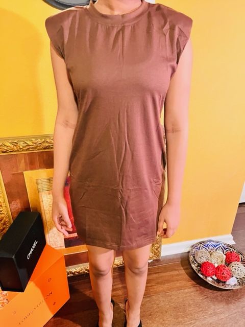 Padded Shoulder T-Shirt Mini Dress - Renee Lane Company