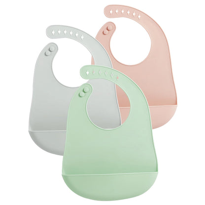 PandaEar 3 Pack Baby Bibs for Eating with Food Catcher Waterproof Silicone Bibs for Babies Toddlers Boys Girls Adjustable Baby Food Feeding Bibs BPA Free - Renee Lane Company