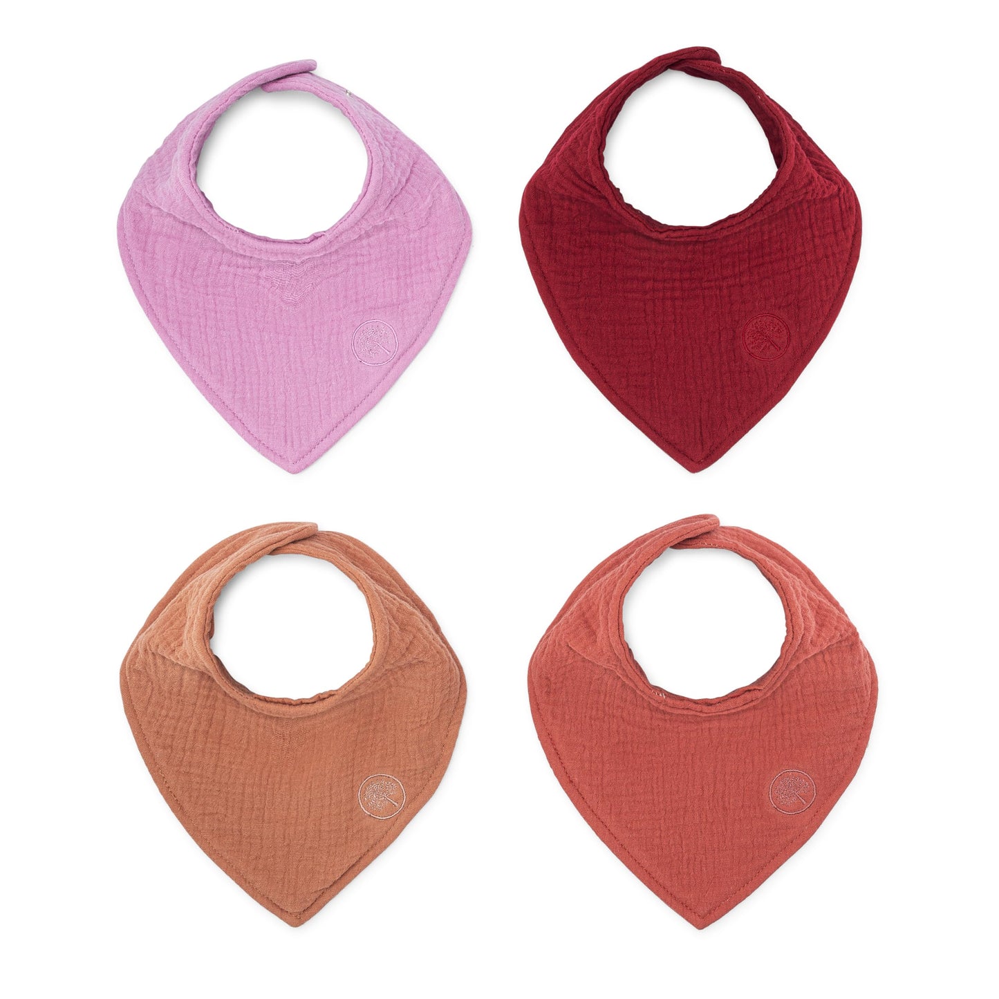 Parker Baby Co. Muslin Bandana Drool Bibs | 100% Soft Muslin Cotton Absorbent & Adjustable | Stylish Teething & Drooling Bibs 4 Pack - Rose Set - Renee Lane Company