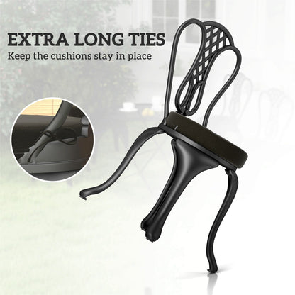 Patio Chair Cushions Set of 4 Round Seat Cushions for Dining Bistro Chairs Machine Washable, 15" x 15" x 3", Black - Renee Lane Company