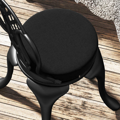 Patio Chair Cushions Set of 4 Round Seat Cushions for Dining Bistro Chairs Machine Washable, 15" x 15" x 3", Black - Renee Lane Company