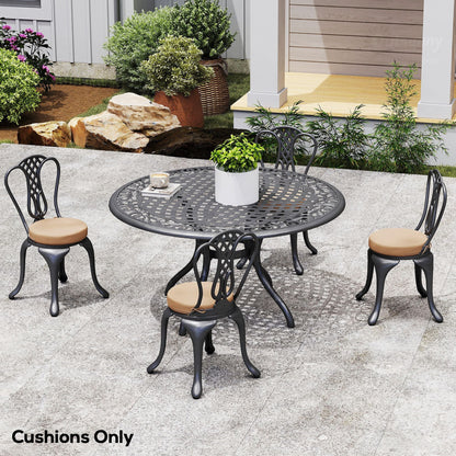Patio Chair Cushions Set of 4 Round Seat Cushions for Dining Bistro Chairs Machine Washable, 15" x 15" x 3", Khaki - Renee Lane Company