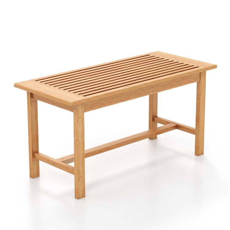 Patio Coffee Table 36 Inch Rectangular Outside Side Table with Slatted Tabletop - Renee Lane Company