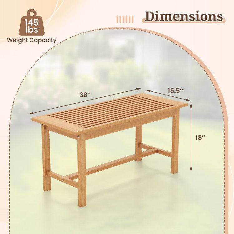 Patio Coffee Table 36 Inch Rectangular Outside Side Table with Slatted Tabletop - Renee Lane Company