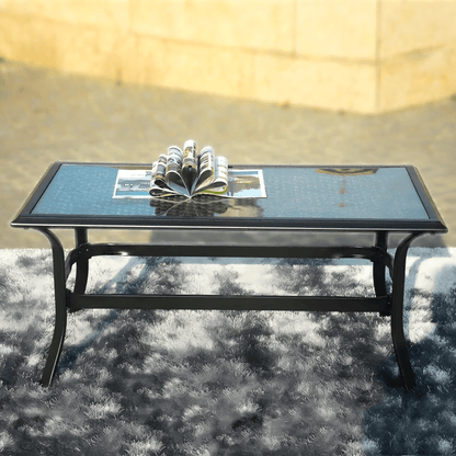 Patio Garden Wicker H18.91' Table with Tempered Glass Top - Renee Lane Company