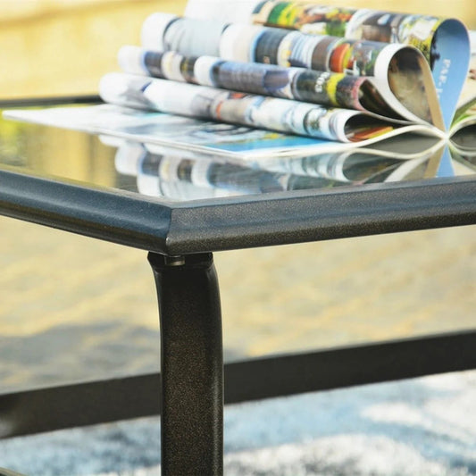 Patio Garden Wicker H18.91' Table with Tempered Glass Top - Renee Lane Company