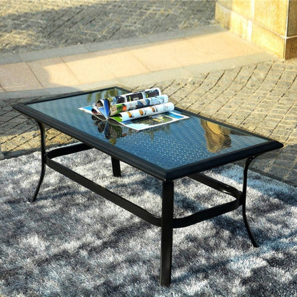 Patio Garden Wicker H18.91' Table with Tempered Glass Top - Renee Lane Company