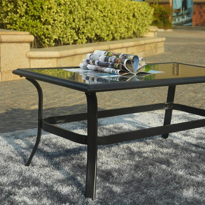 Patio Garden Wicker H18.91' Table with Tempered Glass Top - Renee Lane Company