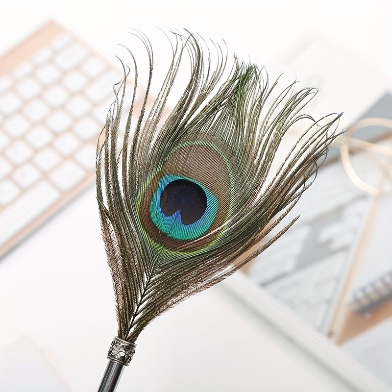 Peacock Feather Pen Dip Water Pen Feather Pen Adult Signature Pen Small Gift Box For Mom, Teacher And Classmates Holiday Gift - Renee Lane Company