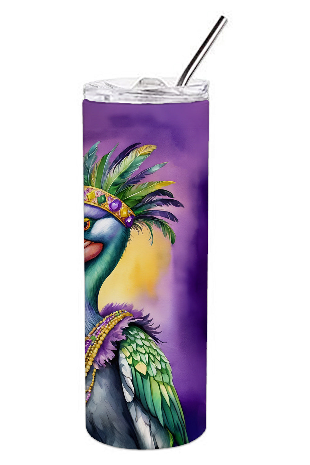 Pelican Mardi Gras Stainless Steel Skinny Tumbler Vacuum Double Walled Reusable Insulated Tumbler Travel Cup for Coffee Cocktails Gift with Lid, 20 oz - Renee Lane Company