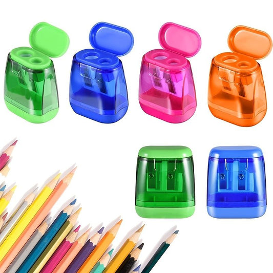 Pencil Sharpeners, Manual Pencil Sharpener,Dual Holes Handheld Pencil Sharpeners With Lid For Kids Adults School Office Home Supply - Renee Lane Company