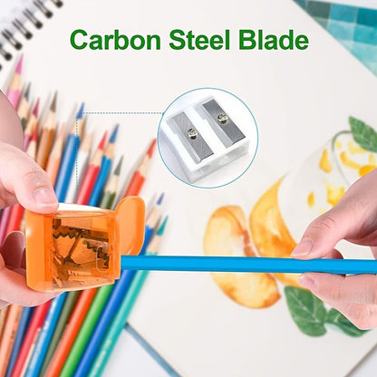 Pencil Sharpeners, Manual Pencil Sharpener,Dual Holes Handheld Pencil Sharpeners With Lid For Kids Adults School Office Home Supply - Renee Lane Company