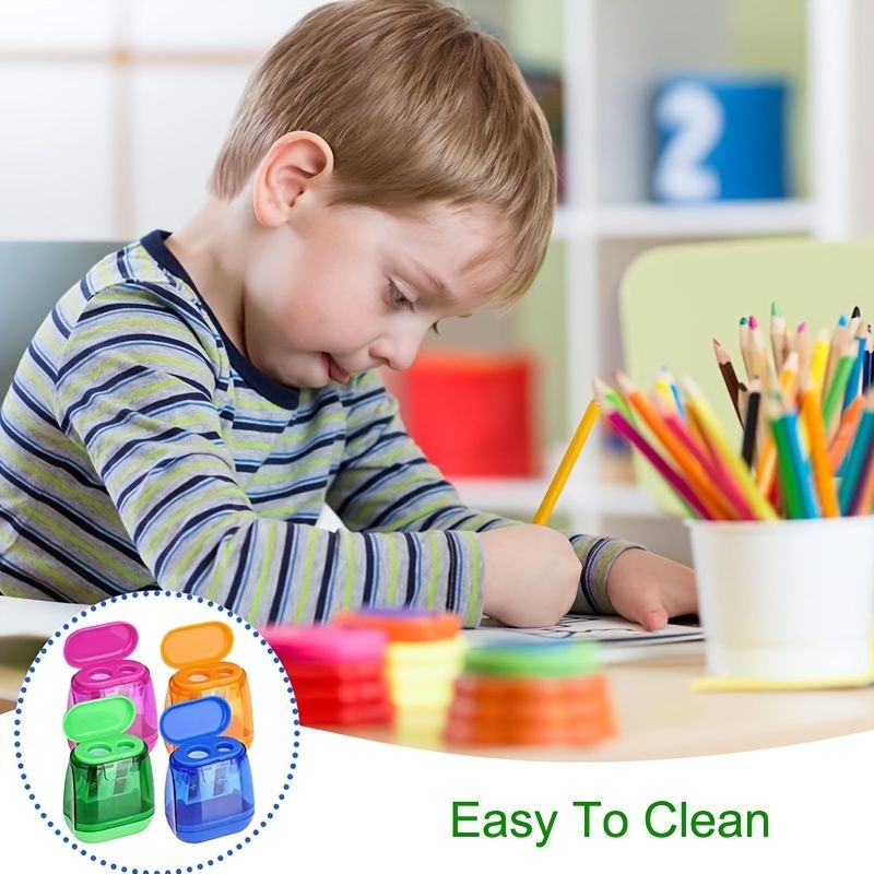 Pencil Sharpeners, Manual Pencil Sharpener,Dual Holes Handheld Pencil Sharpeners With Lid For Kids Adults School Office Home Supply - Renee Lane Company