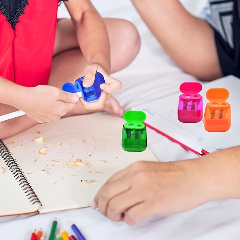 Pencil Sharpeners, Manual Pencil Sharpener,Dual Holes Handheld Pencil Sharpeners With Lid For Kids Adults School Office Home Supply - Renee Lane Company
