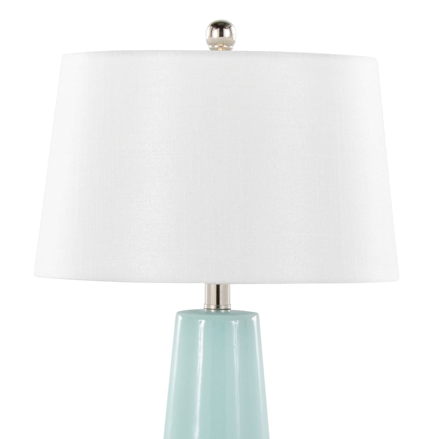 Penelope 22" Contemporary Ceramic Table Lamp with Tiffany Blue & Silver Ceramic Body and White Shade by - Renee Lane Company