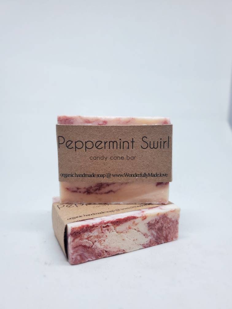 Peppermint Swirl Handmade Bar Soap | Candy Cane | Red and White Soap - Renee Lane Company
