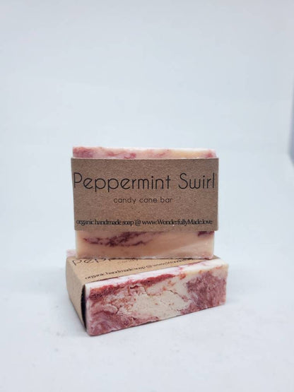 Peppermint Swirl Handmade Bar Soap | Candy Cane | Red and White Soap - Renee Lane Company