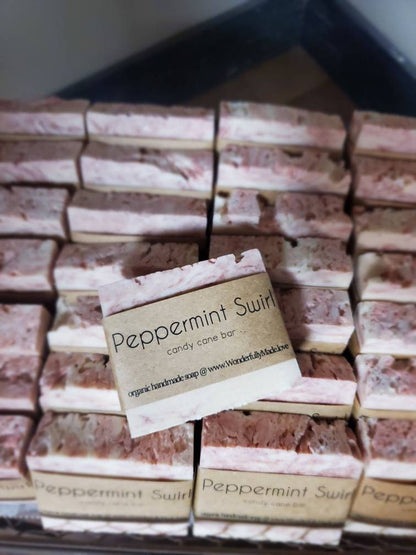Peppermint Swirl Handmade Bar Soap | Candy Cane | Red and White Soap - Renee Lane Company