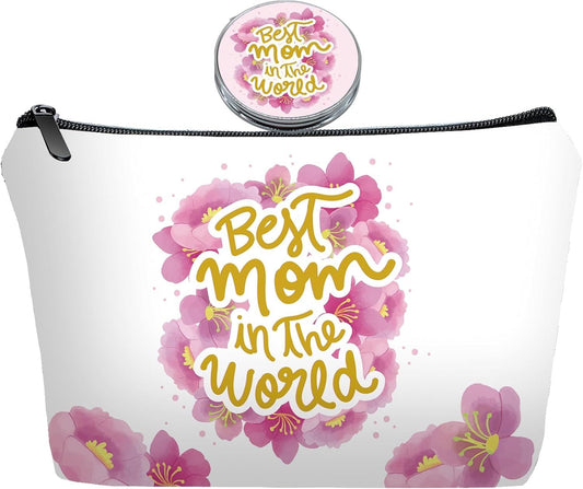 Personalized Best mom Travel Makeup Cosmetic Bag set with Mirror for women mom,Mama Makeup Bag organizer kit for Travel & Daily Use,Mom Gifts From Daughter sons for Mother - Renee Lane Company