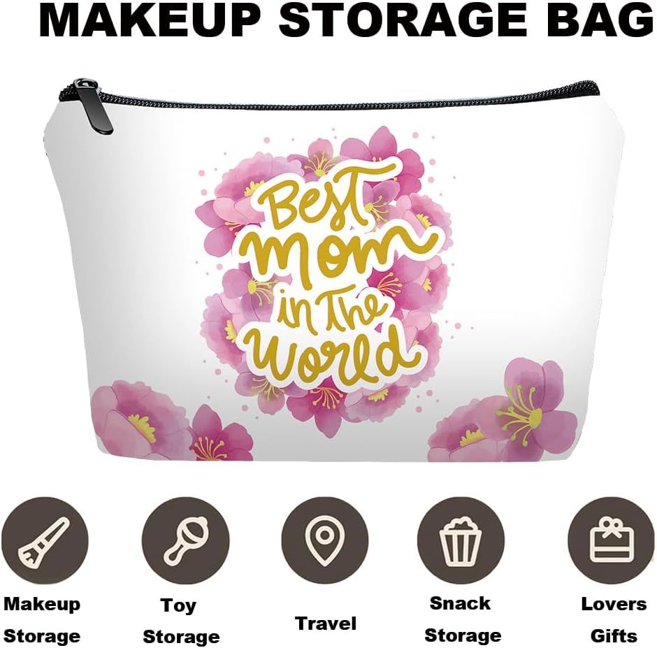Personalized Best mom Travel Makeup Cosmetic Bag set with Mirror for women mom,Mama Makeup Bag organizer kit for Travel & Daily Use,Mom Gifts From Daughter sons for Mother - Renee Lane Company