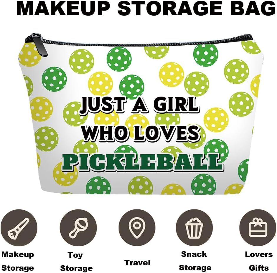 Personalized Pickleball Travel Makeup Cosmetic Bag set with Mirror for women girls,Pickleball Lover Player Makeup Bag organizer kit,Travel & Daily Use,Pickle ball stuff Gifts for Women Friends - Renee Lane Company