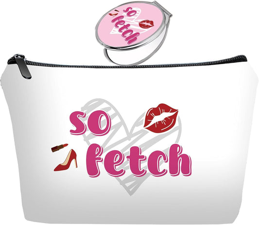 Personalized funny so fetch Travel Makeup Cosmetic Bag set with Mirror for women girls,So Fetch Themed Makeup Bag organizer kit for Travel & Daily Use,so fetch Gifts for Women Mom Girls - Renee Lane Company