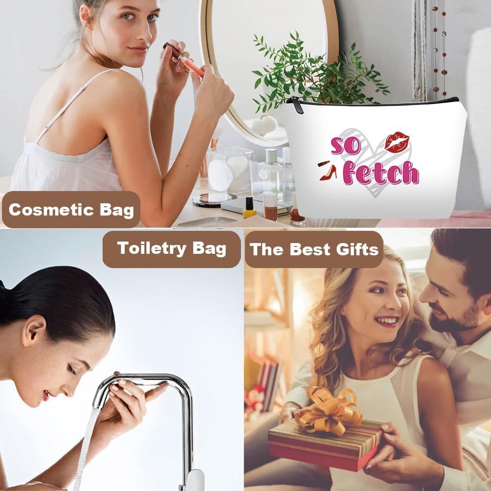 Personalized funny so fetch Travel Makeup Cosmetic Bag set with Mirror for women girls,So Fetch Themed Makeup Bag organizer kit for Travel & Daily Use,so fetch Gifts for Women Mom Girls - Renee Lane Company