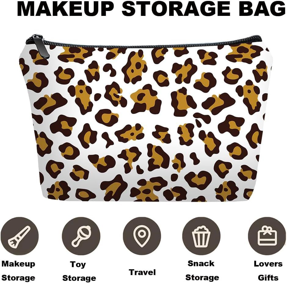 Personalized leopard print Travel Makeup Cosmetic Bag set with Mirror for women girls,Bride Bridesmaid Leopard Pattern Makeup Bag organizer kit for Travel & Daily Use,Leopard Gifts for Mom Girls - Renee Lane Company
