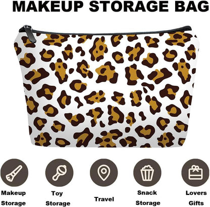 Personalized leopard print Travel Makeup Cosmetic Bag set with Mirror for women girls,Bride Bridesmaid Leopard Pattern Makeup Bag organizer kit for Travel & Daily Use,Leopard Gifts for Mom Girls - Renee Lane Company