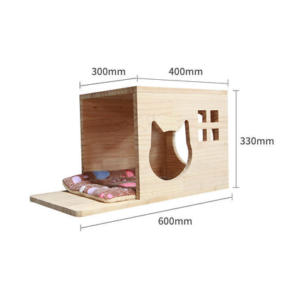 Pet Cat Climbing Frame Wall Type Solid Wood Wall Hanging Platform Ladder Pets Accessories - Renee Lane Company
