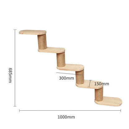 Pet Cat Climbing Frame Wall Type Solid Wood Wall Hanging Platform Ladder Pets Accessories - Renee Lane Company