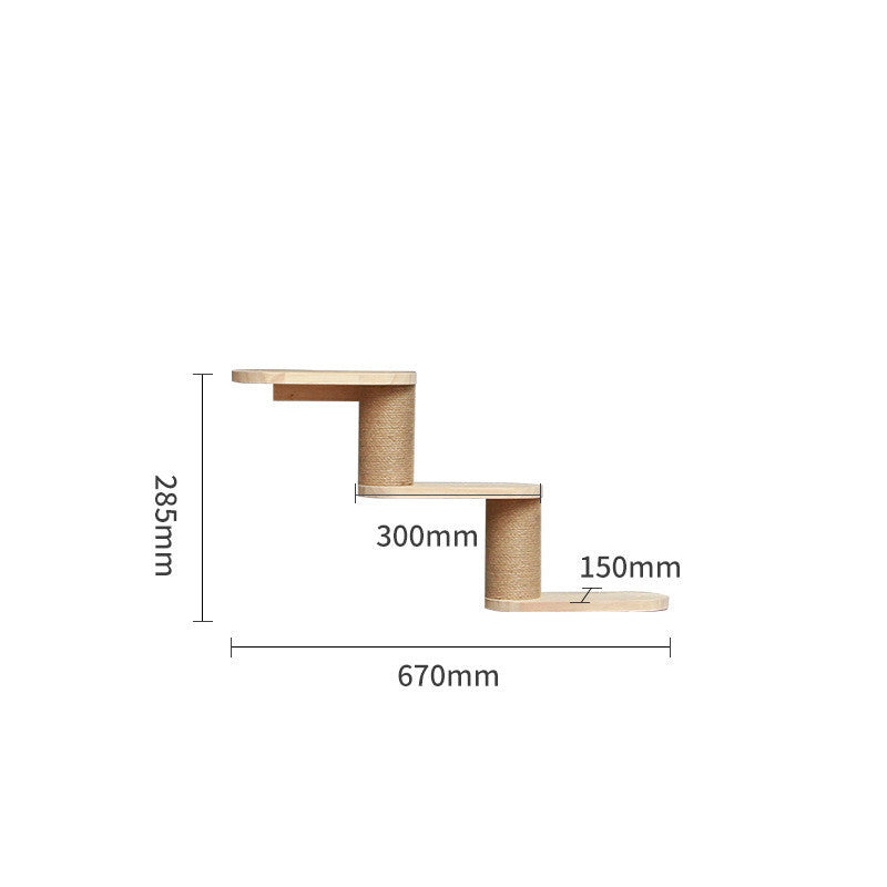 Pet Cat Climbing Frame Wall Type Solid Wood Wall Hanging Platform Ladder Pets Accessories - Renee Lane Company