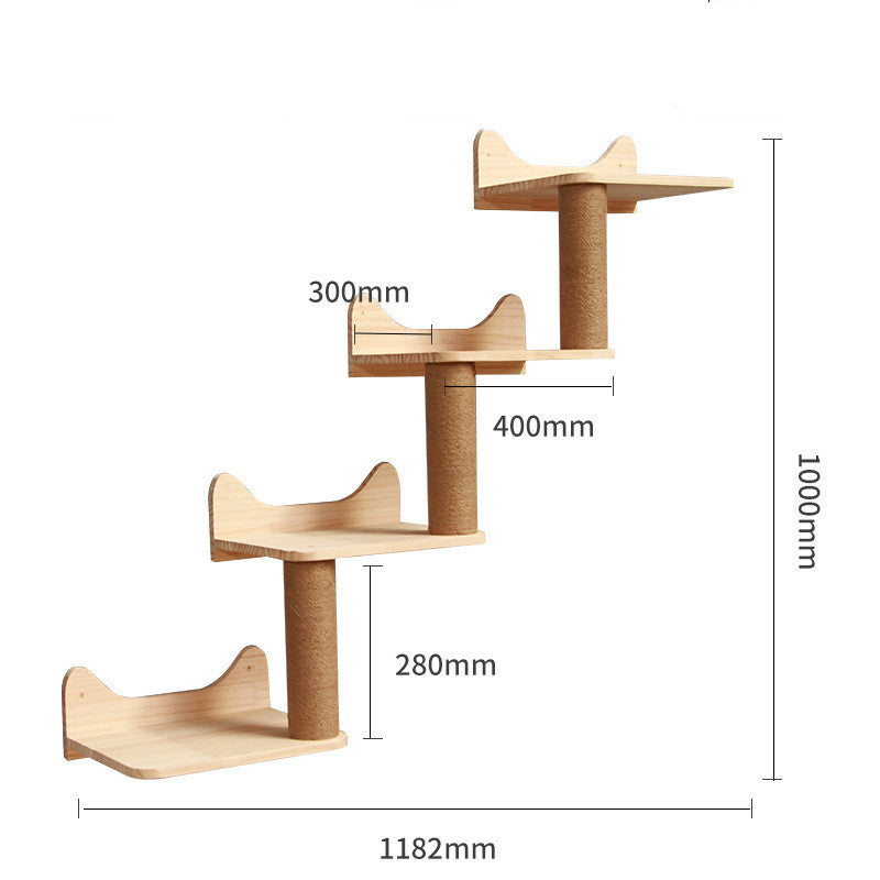 Pet Cat Climbing Frame Wall Type Solid Wood Wall Hanging Platform Ladder Pets Accessories - Renee Lane Company