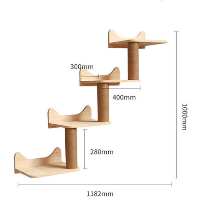 Pet Cat Climbing Frame Wall Type Solid Wood Wall Hanging Platform Ladder Pets Accessories - Renee Lane Company