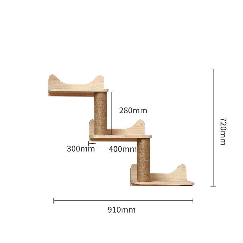 Pet Cat Climbing Frame Wall Type Solid Wood Wall Hanging Platform Ladder Pets Accessories - Renee Lane Company
