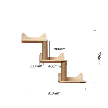 Pet Cat Climbing Frame Wall Type Solid Wood Wall Hanging Platform Ladder Pets Accessories - Renee Lane Company