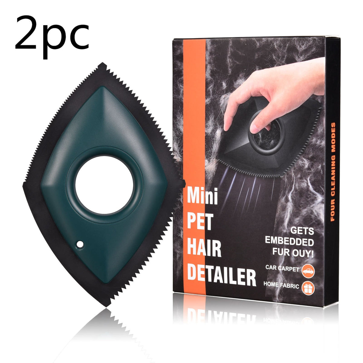 2-piece teal pet hair remover detailer set, each tool has a serrated edge